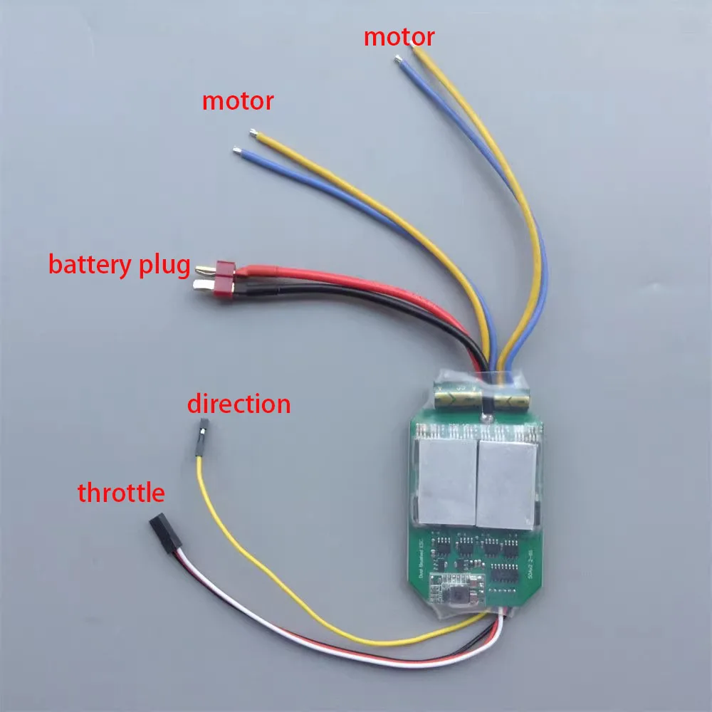 

2-6S Dual Bidirectional Brushed ESC 50Ax2 for Metal Tanks Differential Speedboats RC Model Boat
