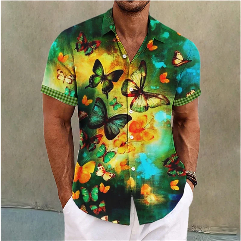 

Hawaiian Summer Floral Shirt Men's Geometric Print Short Sleeved Top Oversized Seaside Holiday Casual Clothing Hot Sale 4XL