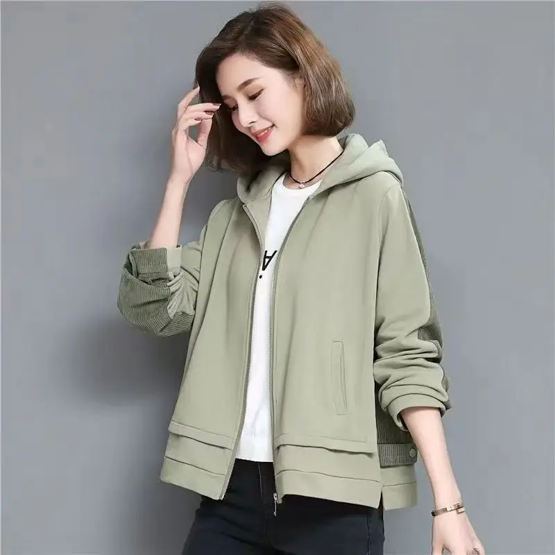 

Casual Hooded Jacket Women Loose Fashion Korean Join Together Coat 2024 New Spring Autumn Outerwear