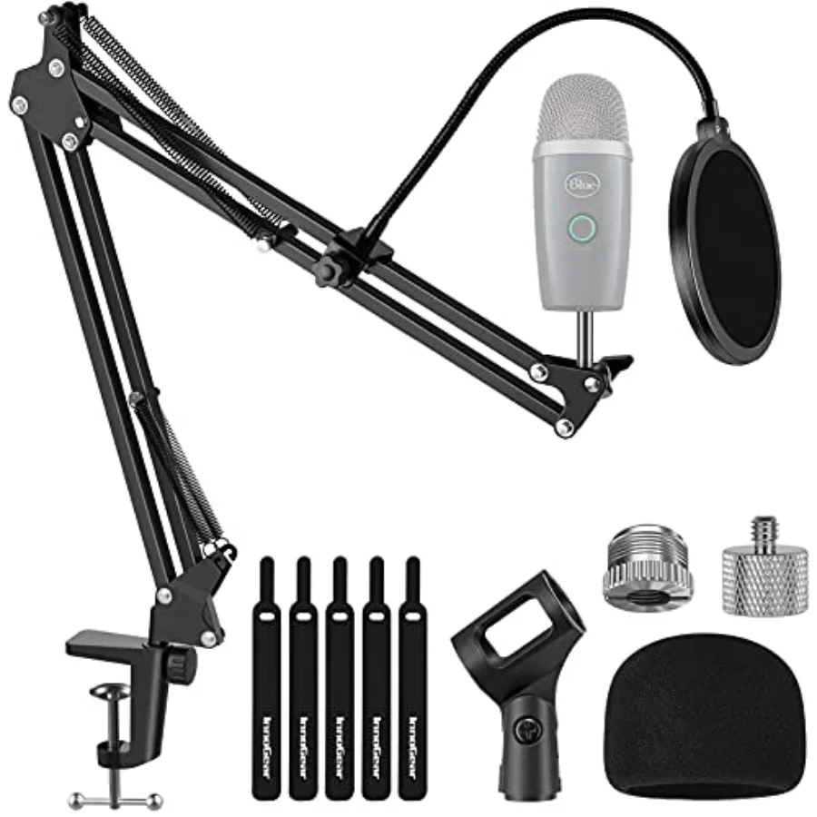 

InnoGear Microphone Stand Adjustable Mic Stand Set for Blue Yeti Nano Suspension Boom Scissor Arm Stand with 5 8 to 3 8 Screw 5