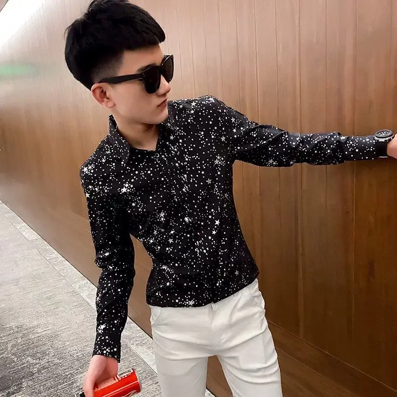 Men's Long Sleeve Shirt Spring Autumn Trendy Korean Style Top 2026 New Arrival Casual Fashionable Blouse for Men
