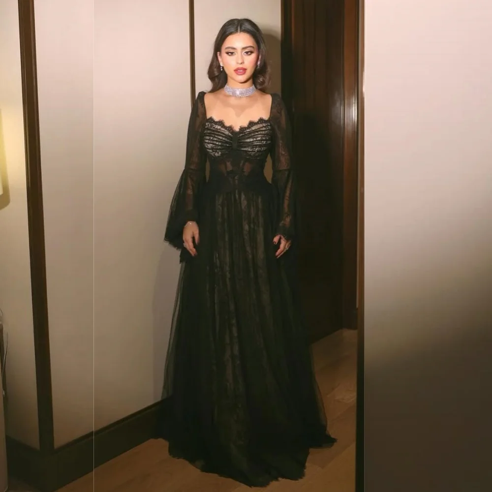 

Customized Lace Pleat Sweetheart Neck A-line Long Dresses Bespoke Occasion Formal Evening Gown Exquisite Charming