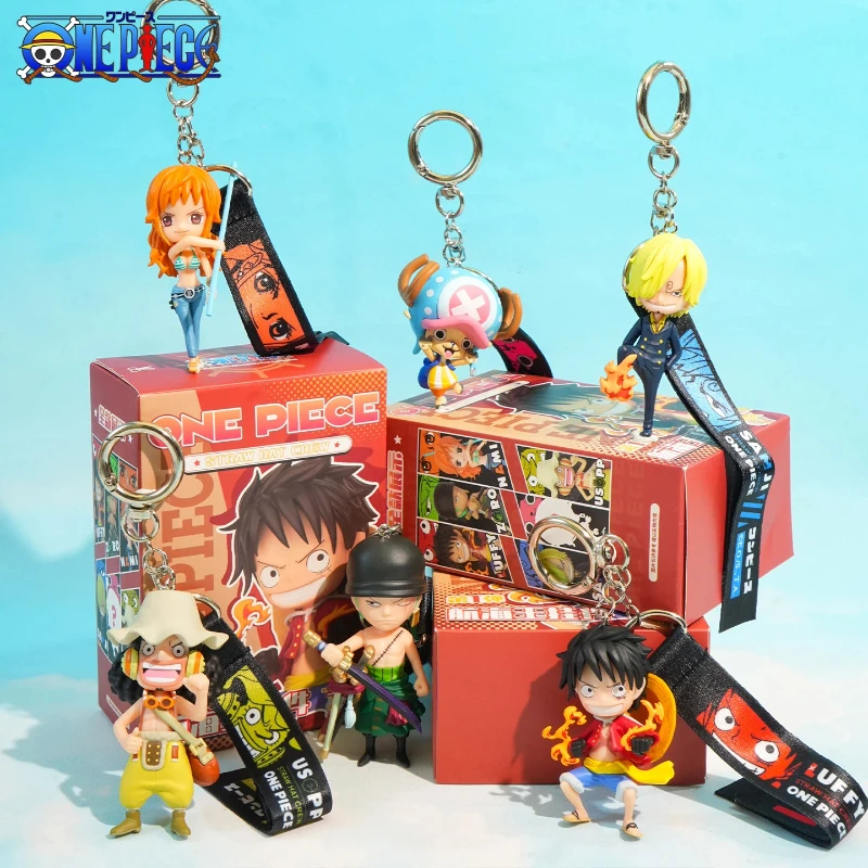 

Authentic One Piece Blind Box Keychain Anime Straw Hat Crew Figure Luffy Zoro Nami Pendant For Backpack Car Key Ring Anime Fans
