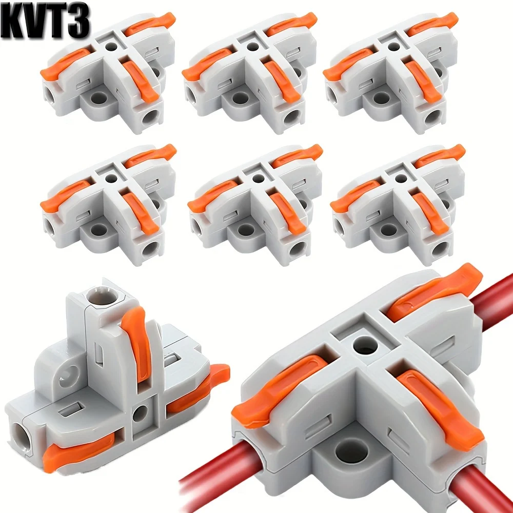 5PCS T3 T4 Quick Connector T-Clip Three-Way And Four-Way Splitter T-Clip Cable Branch Quick Connector Terminals