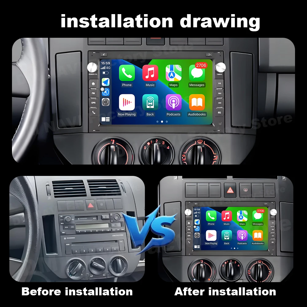 Android OS Multimedia Player for VW Passat B5 MK4 MK5 Golf 4 Polo Bora Jetta T5 Car Radio Touch Display DSP GPS Navi Carplay BT