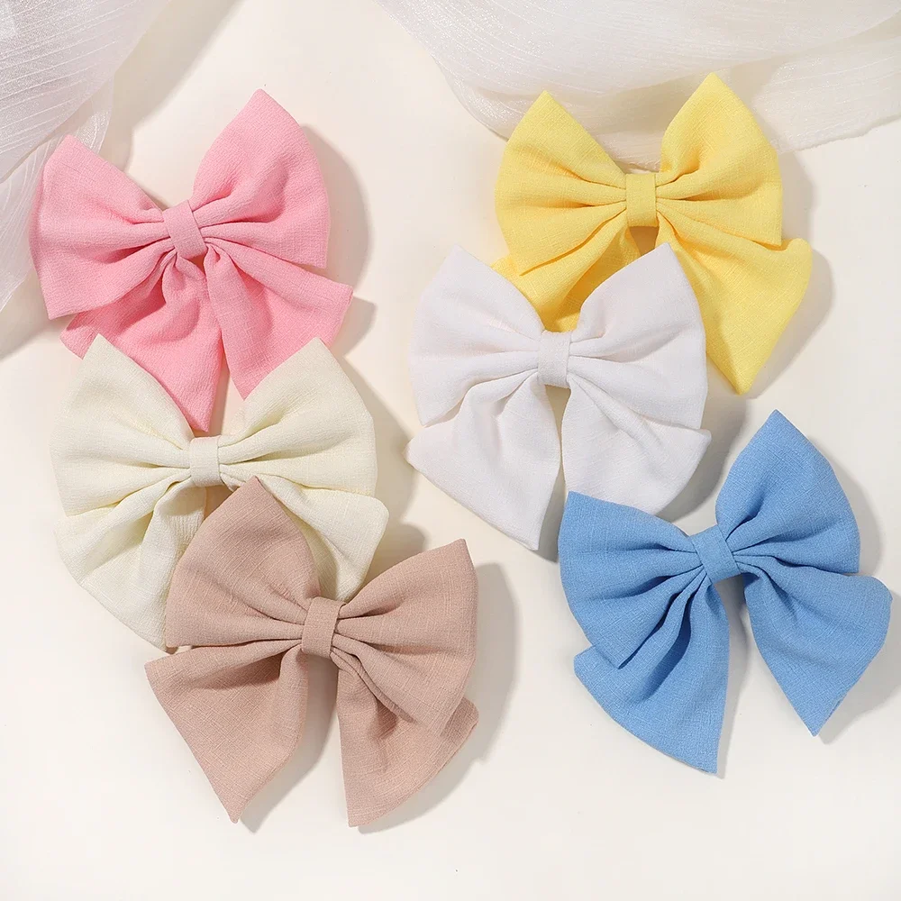 2Pcs/set 4.5Inch Grosgrain Ribbon Hair Bows Hair Clips for Girls Delicate Hairgrips Toddler Headwear Baby Hair Accessories