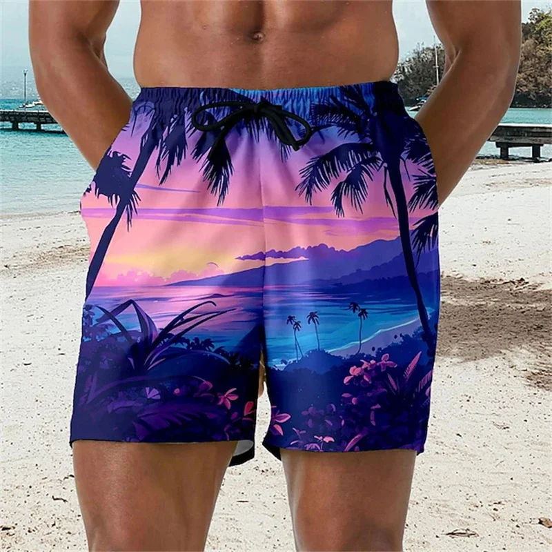 Men's Hawaiian Summer Beach Shorts, 3D Coconut Print Swimsuits, Women's Graphic Swimsuits, 2025 Fashion Shorts