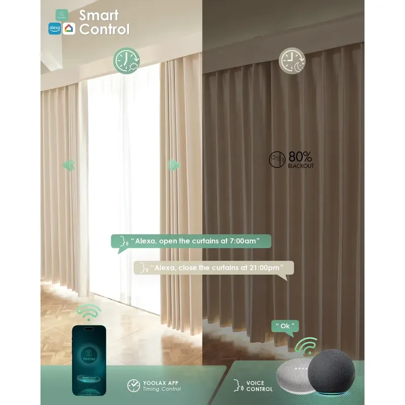Remote Control Motorized Curtain Wireless Electric Window Curtain Timable Heat Insulation Custom Home Curtain