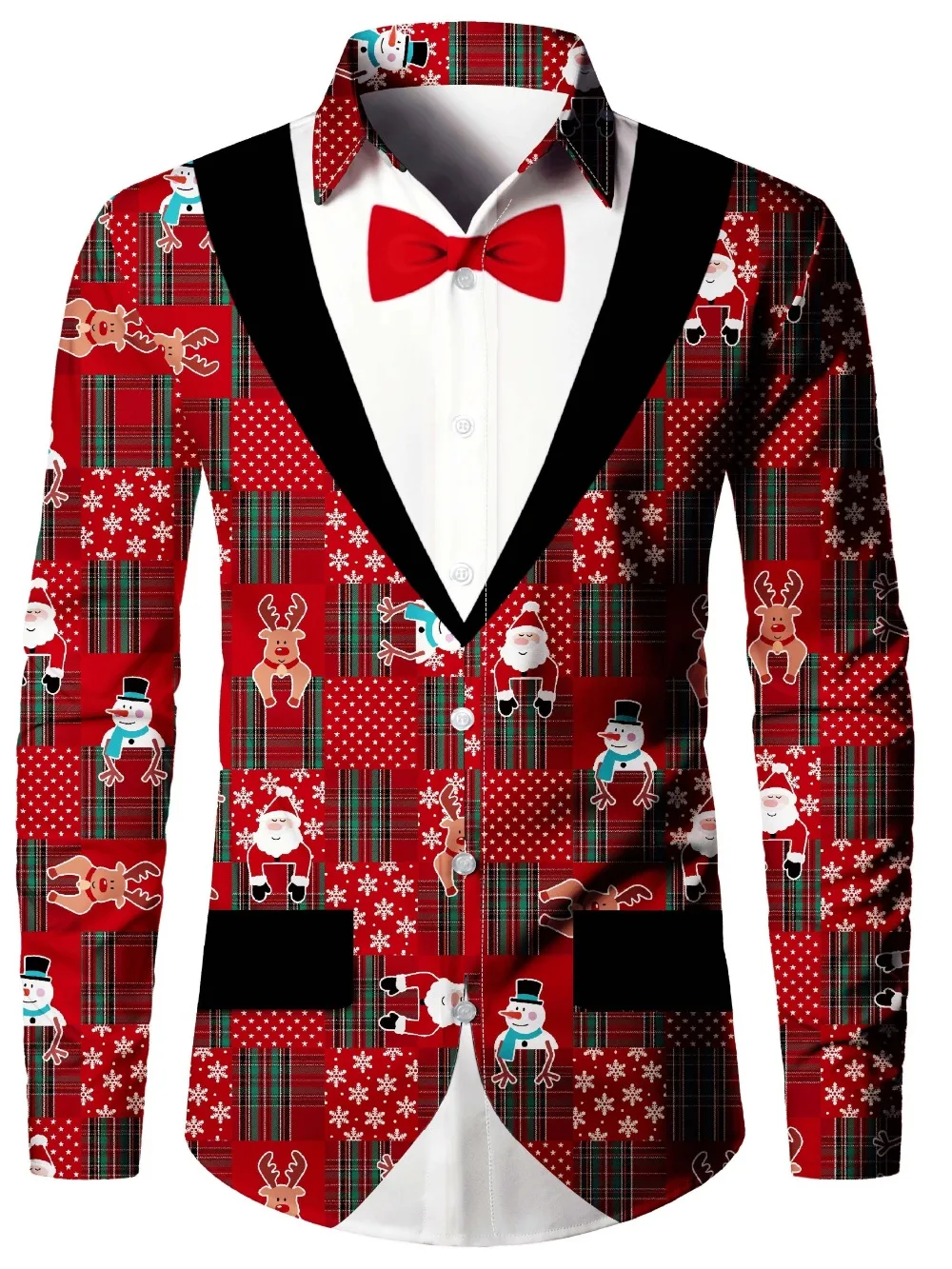 

2026 New Year Celebration Colors Holiday Gala Essential Men's Fake Suit Tailcoat Shirt Christmas Graphics Formal Outdoor Tops