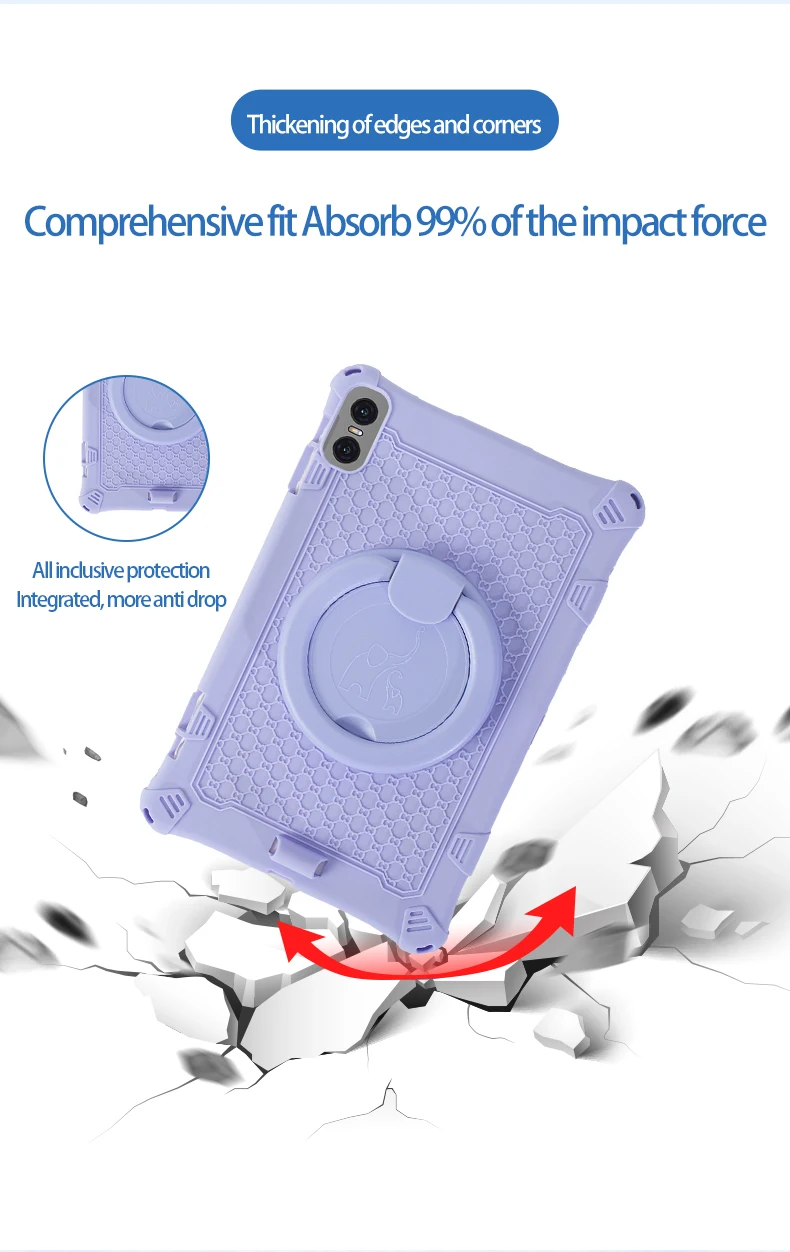 Soft Silicone Case For Teclast T60 12" P50 T50 Pro 11" M50 Pro 10.1" 360 Rotating Stand Cover With Handle Grip Shoulder Strap