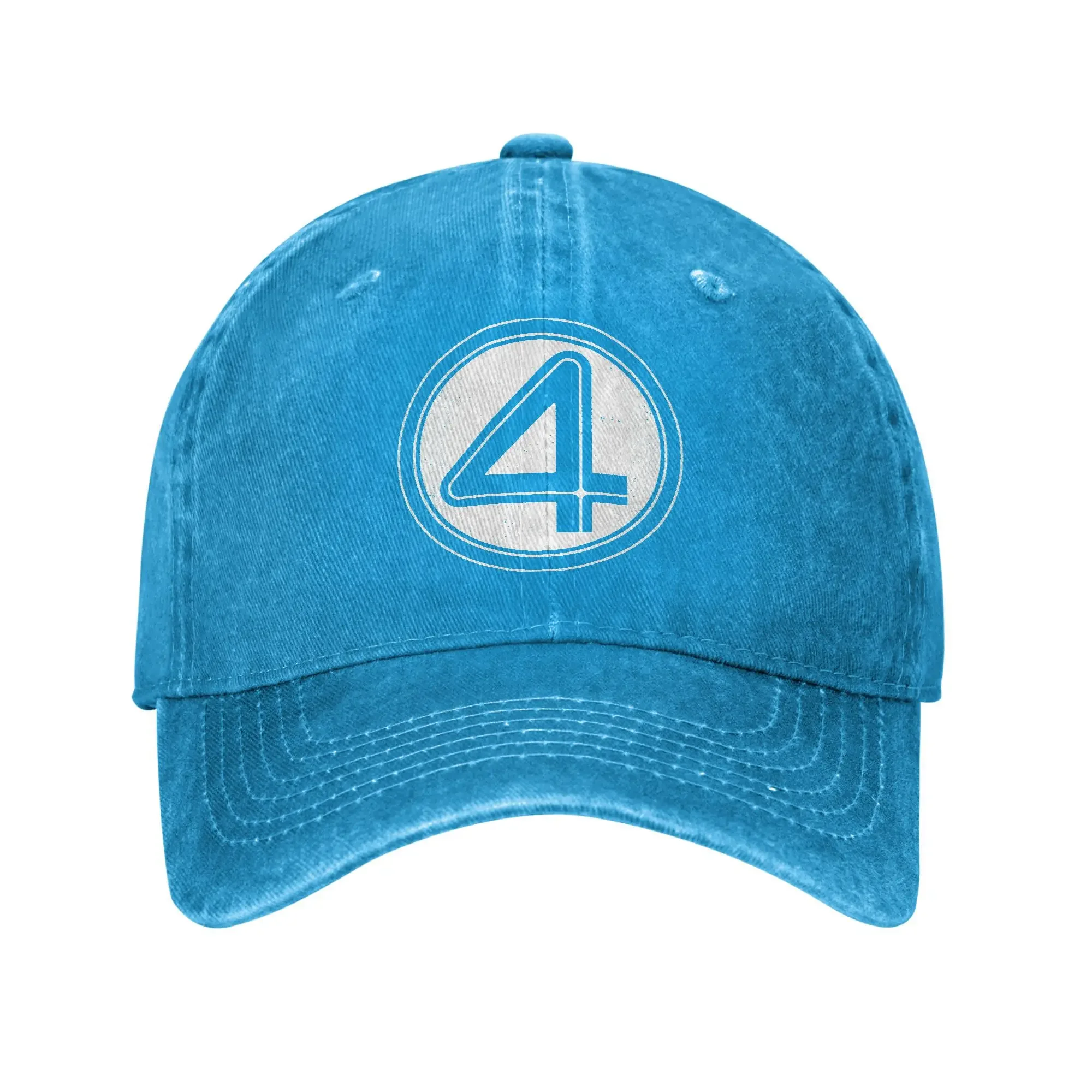 

Fashion Unisex Decorative Sun Hat Vintage Fantastic Four 4 Symbol Baseball Cap Unisex Distressed Denim Washed Headwear Outdoor