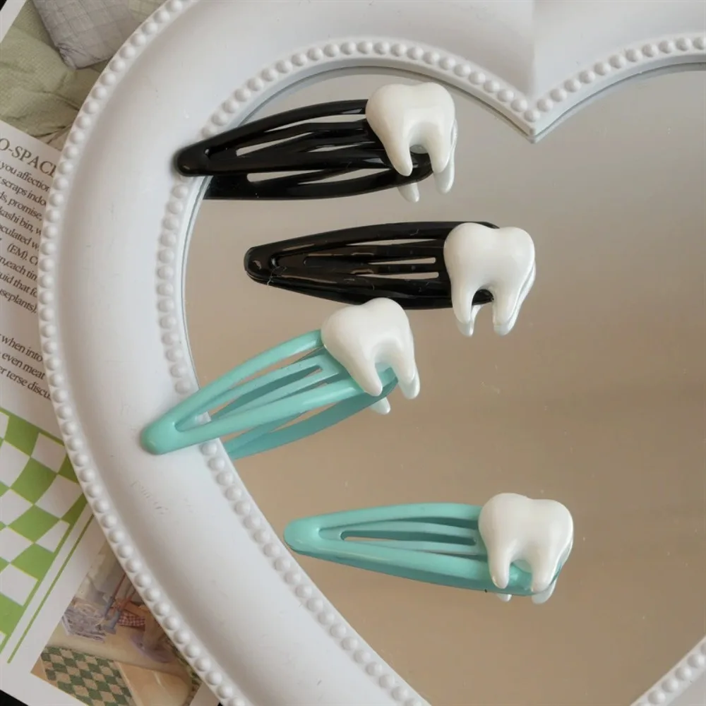 2/4 Stück Niedliche Simulierte Zahn-Metall-Haarspangen Lustige Kreative Coole Entzückende Entenschnabel-Clips für Frauen Süße Coole Y2k Haaraccessoires – Detail 6