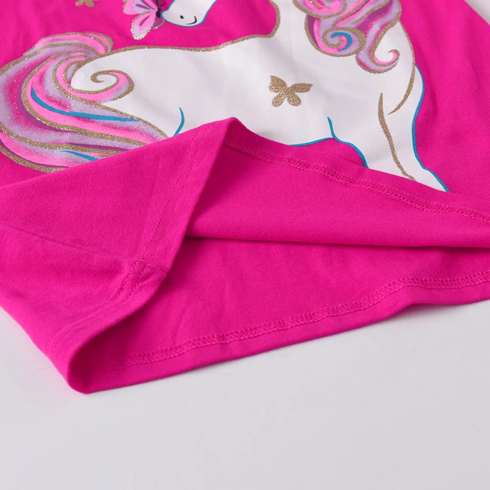 DXTON Cotton Kids Dress For Girls Striped Flying Sleeve Winter Children Clothes Cartoon Unicorn Printed Toddlers Casual Dresses