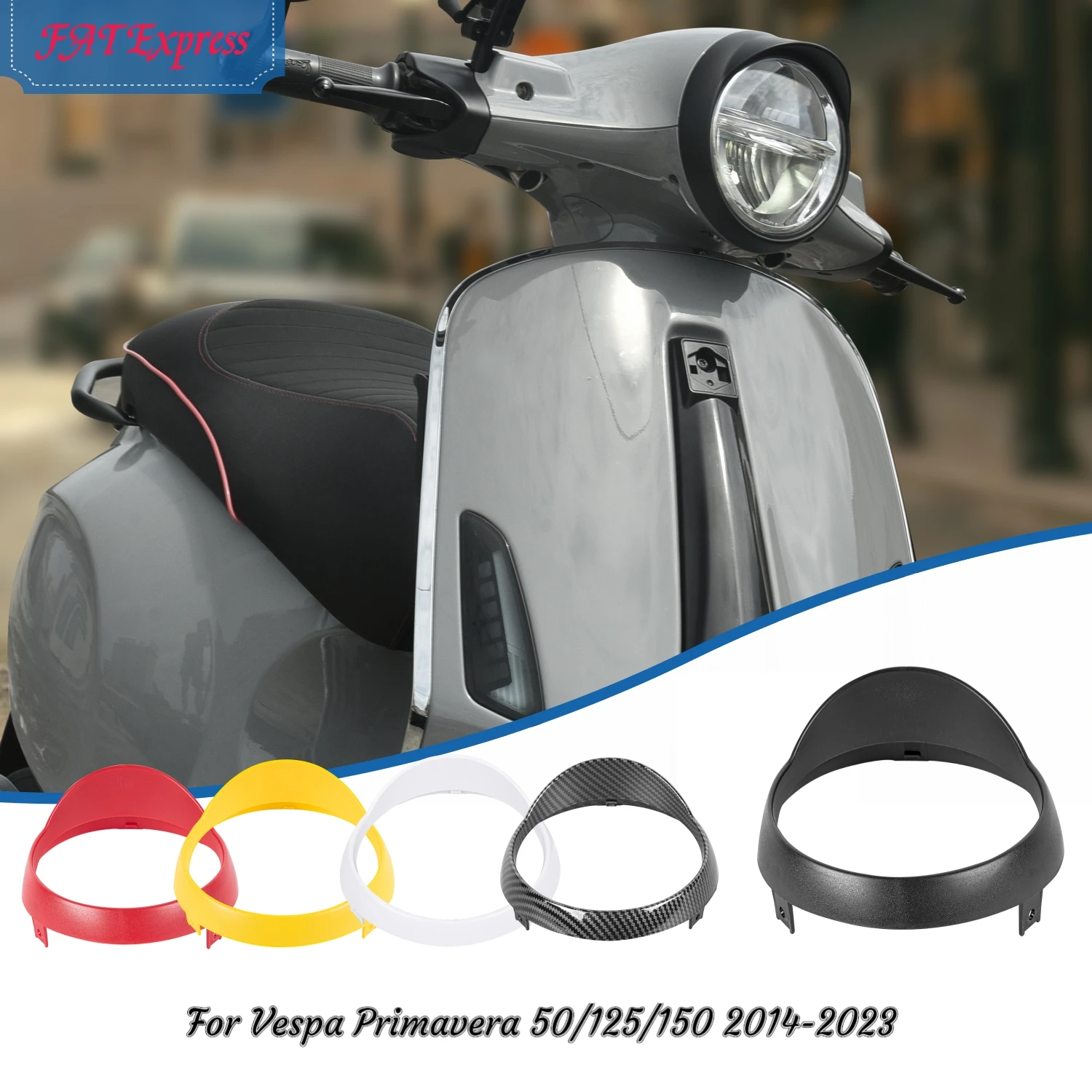 Motorrad Front scheinwerfer Lünette Trimm schutz Schutz Lampe dekorieren Abdeckung für Vespa Primavera 50 2014 2023 2015-2018 Zubehör