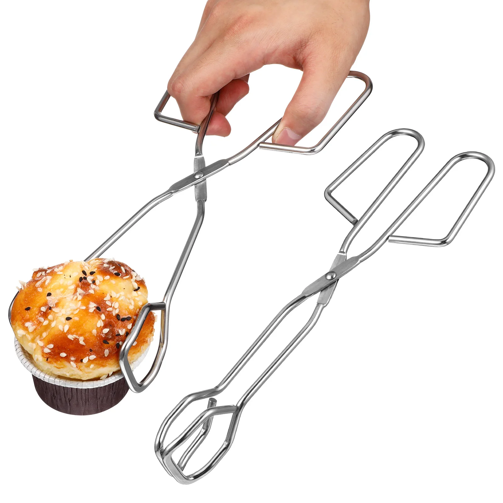 

2 Pcs Crab Cracker Heavy Duty Mini Bbq Grill Fashion Food Tongs Sieve Stainless Steel