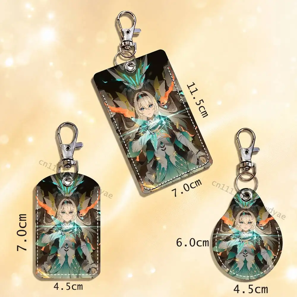 H-Honkai Star R-Rail F-Firefly Card Case Leather Card Holder Keychain Key Ring Transportation Card Case view 4