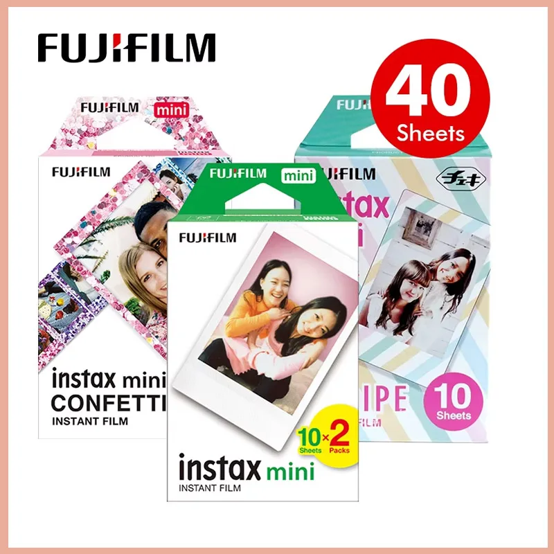 3 Inch Fujifilm Instax Mini 12 11 9 Color White Films 10-20 Sheets For Instant Camera 13 7+ 8 25 40 70 90 EVO Link Photo Paper