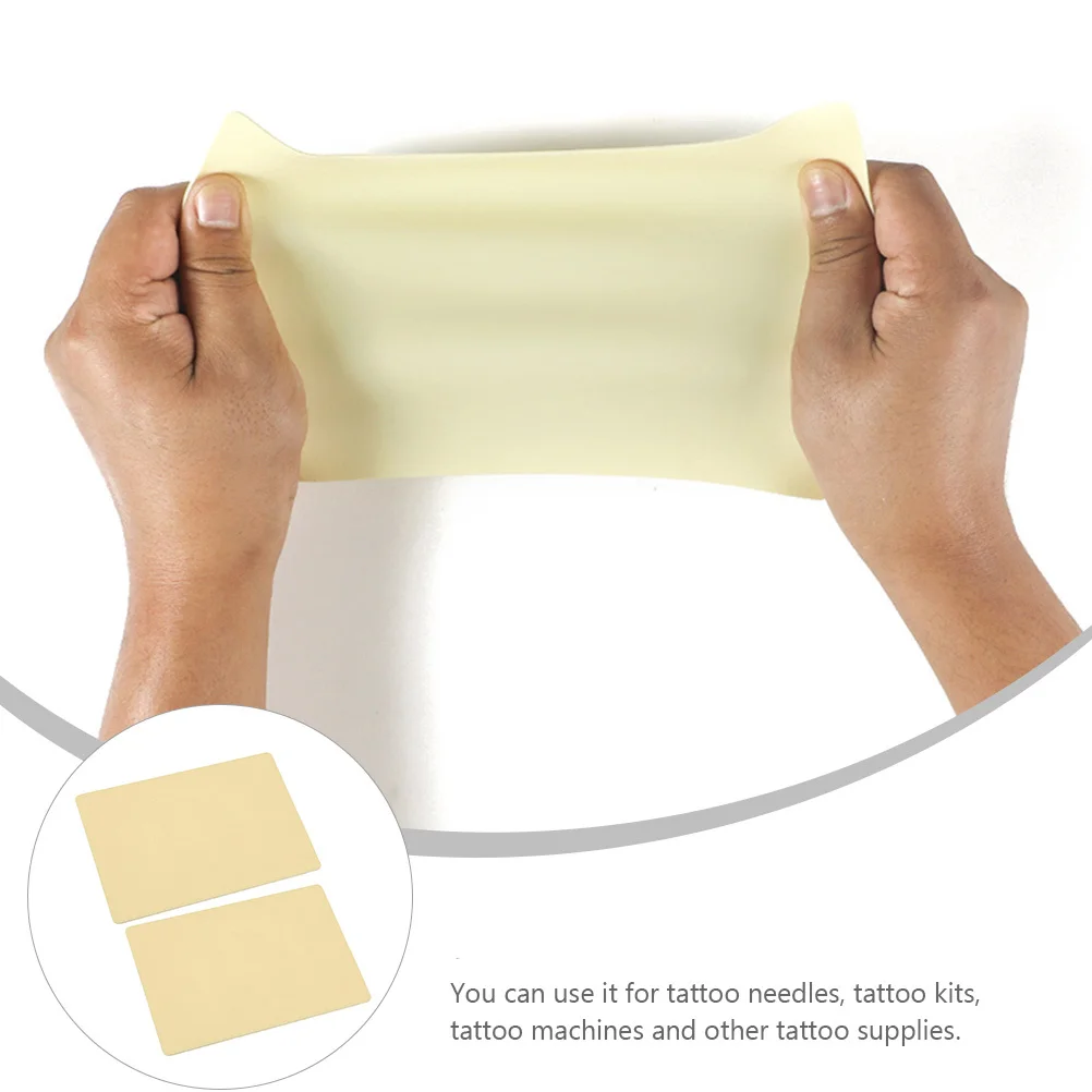 แผ่นซิลิโคนฝึกสักลาย 2 ชิ้น ผิวหนังเทียมสำหรับฝึกสักลาย แบบยืดหยุ่น