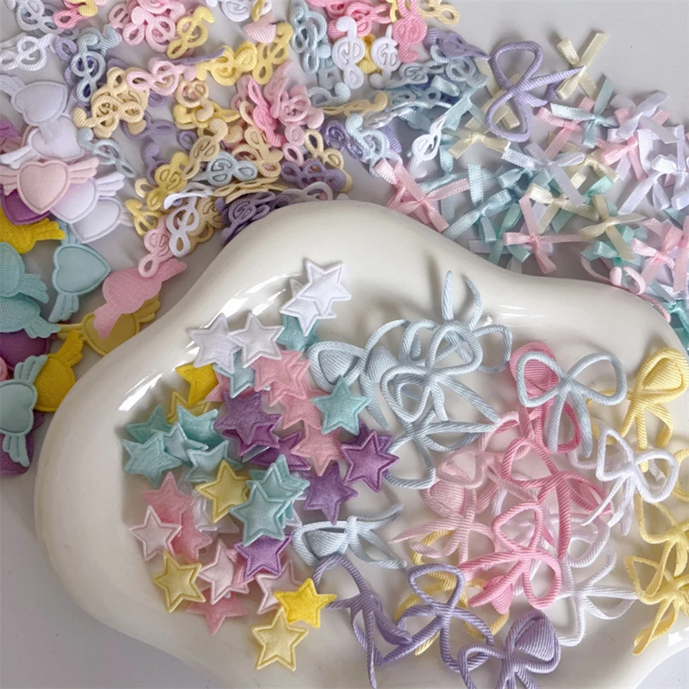 

50Pcs Mix Card Cover Decoration Bow Heart-shaped Star Note Packaging Material Photocard Holder Making Doll Decor Accessories