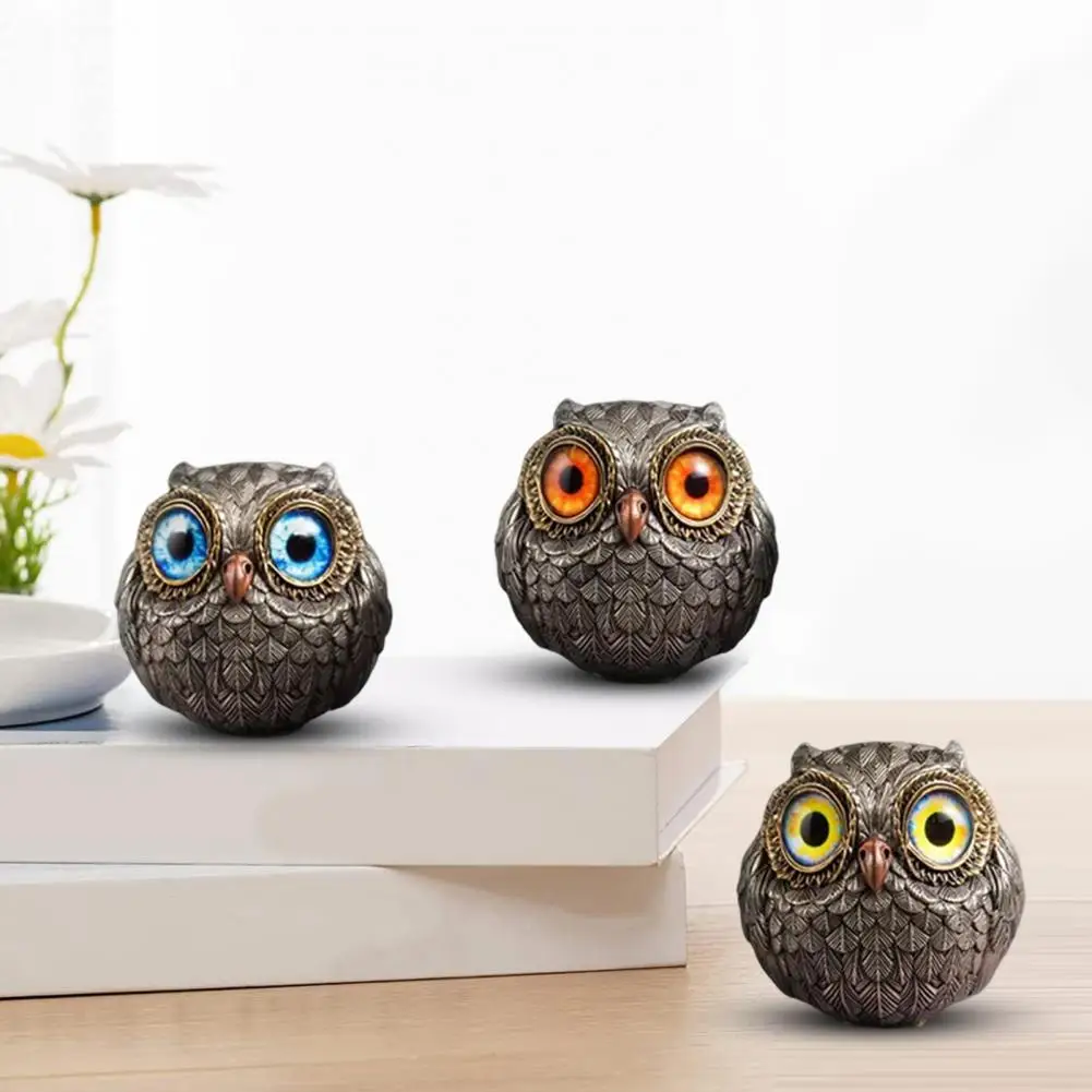 

1/3Pcs Handmade Owls Model Realistic Owl Statue with Big Eyes Intricate Feathers Metal Owl Figurine Home Decor