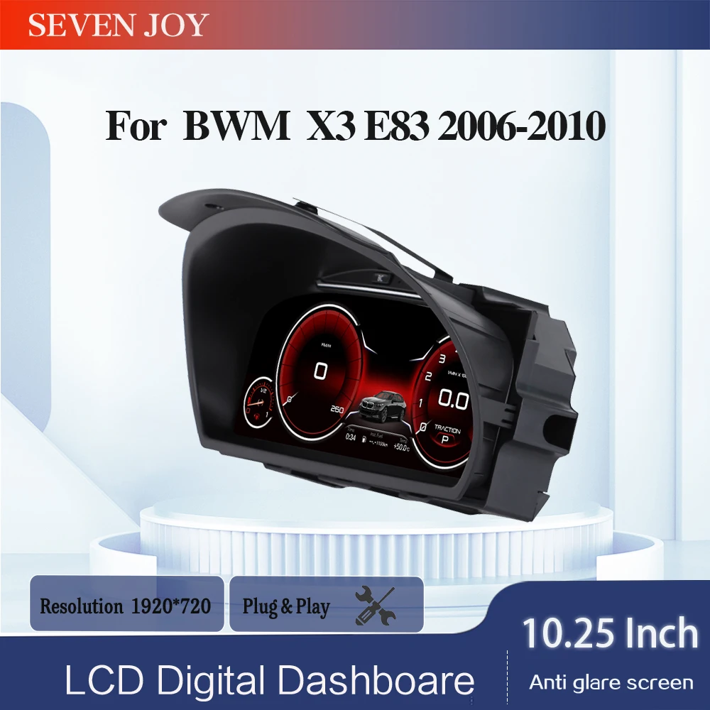 

10.25” For BMW X3 E83 2006-2010 Car LCD Dashboard Digital Cluster Cockpit Instrument Speedometer Multifunctional Carplay