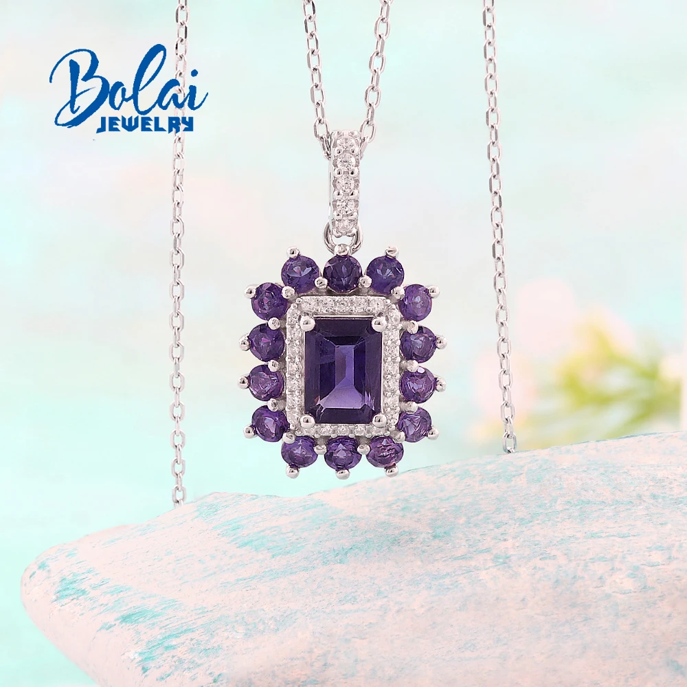 

Noble 925 sterling silver necklace natural amethyst pendant February Birthstone fine jewelry for women's birthday gift