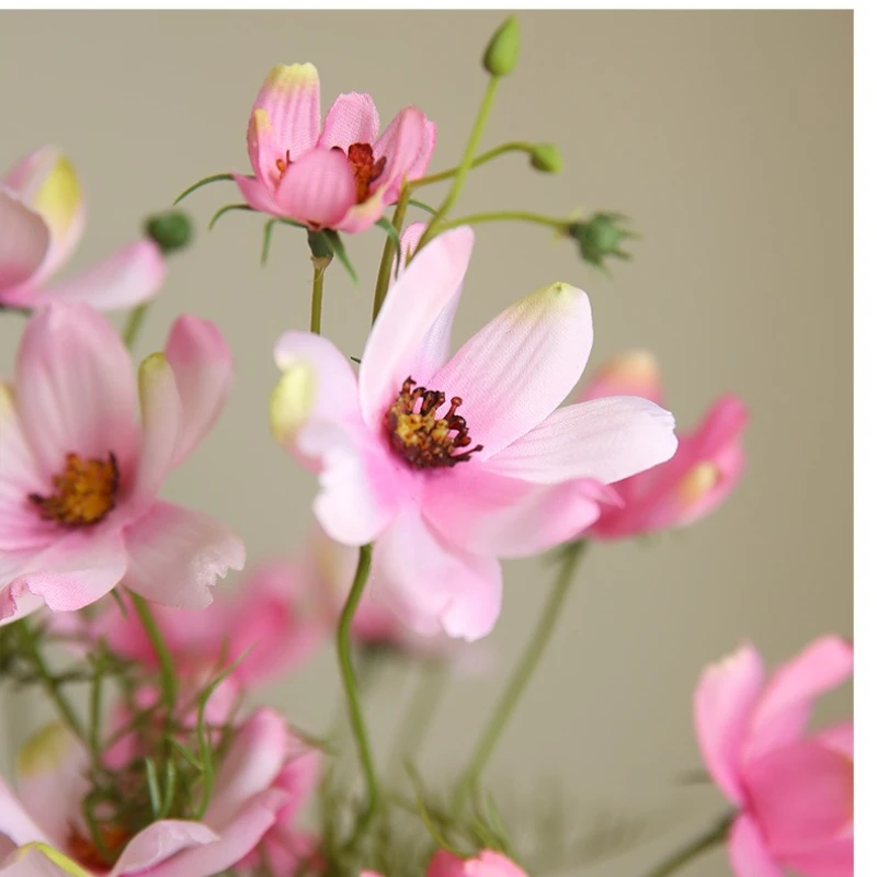 12 Piezas de Flores Artificiales de Seda, Coreopsis Rojas, Decoración para Hoteles, Ramas de Coreopsis de 5 Cabezas, Decoración para Balcones