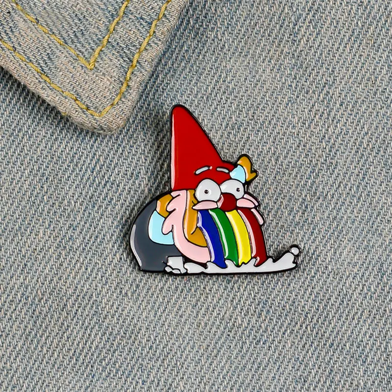 قوس قزح القيء قزم المينا دبوس مخصص مضحك أنيميان دبابيس للقميص حقيبة التلبيب شارة الكرتون مجوهرات هدية للأطفال الأصدقاء