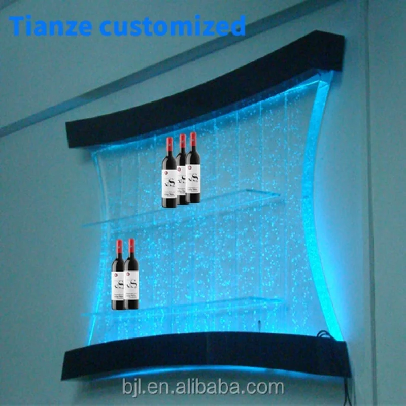 (customized)LED acrylic bottle wall display cabinets/acrylic LED wall wine display