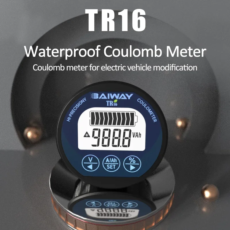 TR16 Waterproof Battery Capacity Tester 80V 50A 100A 350A Coulometer LCD Display Voltage Current Meter for Lithium Batteries