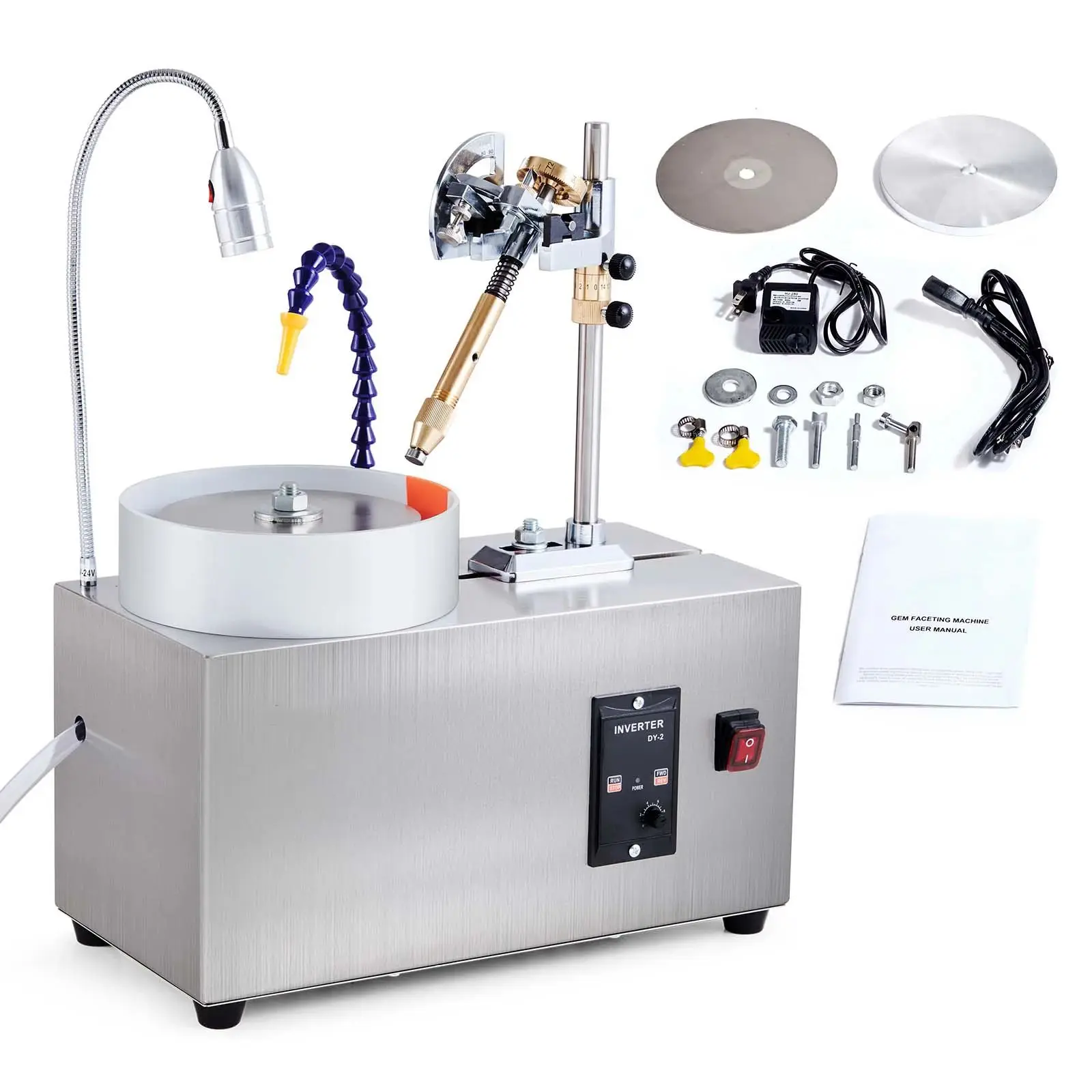 Gem Faceting Machine 180W Jade Grinding Polishing Machine 0-2980RPM Adjustable Rotating Speed Rock Jewel Angle Polisher