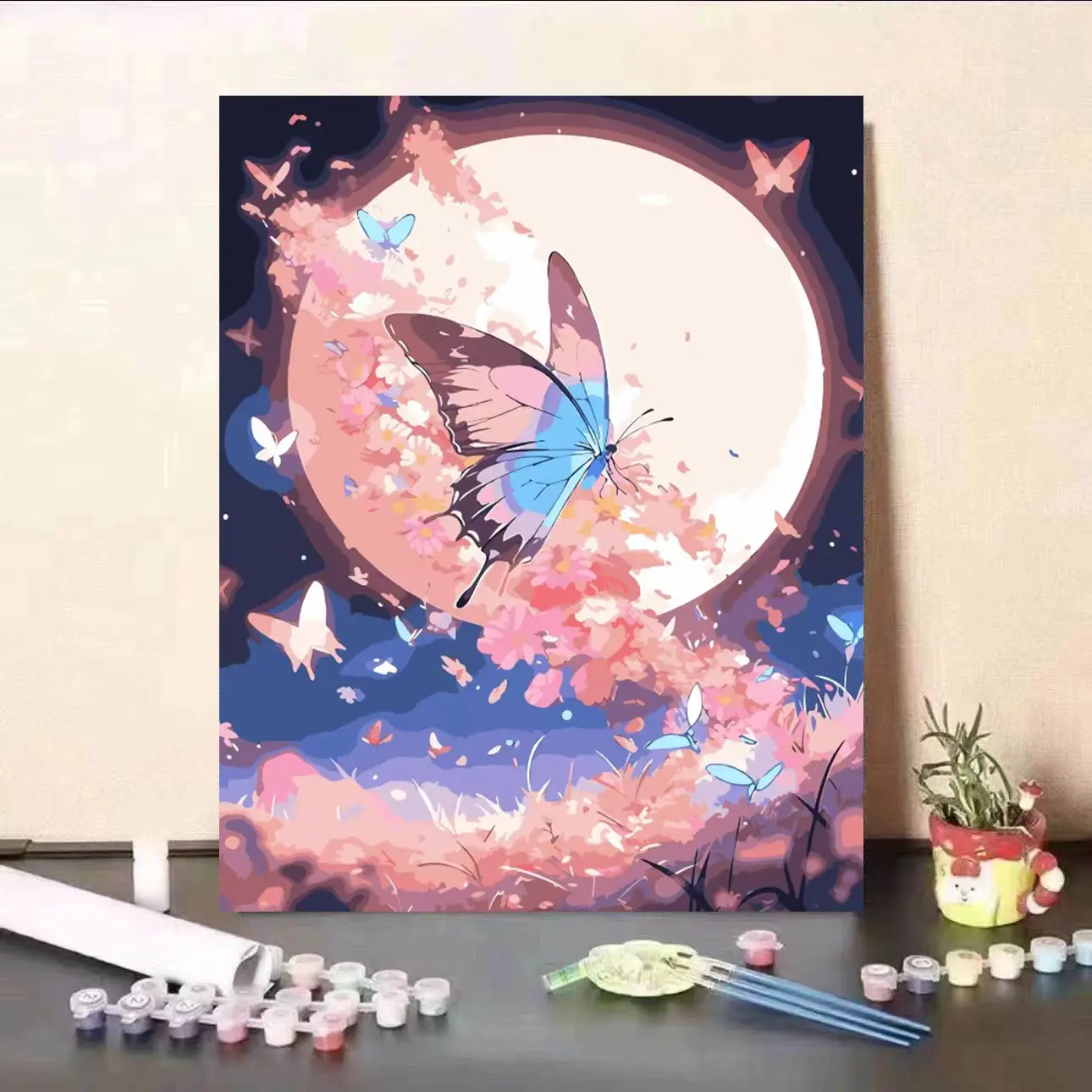 

Digital Oil Painting DIY Coloring Butterfly High-level Sense Ink Butterfly High-value Healing Landscape Decorative Painting