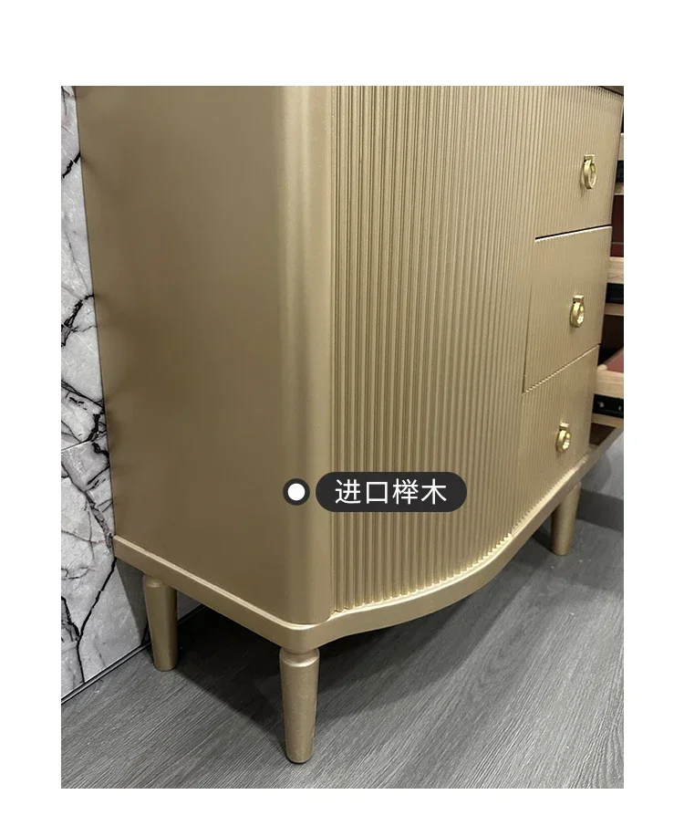 Armadietto da pranzo americano leggero di lusso in legno massello color champagne, armadietto da ingresso decorativo, armadietto moderno e semplice