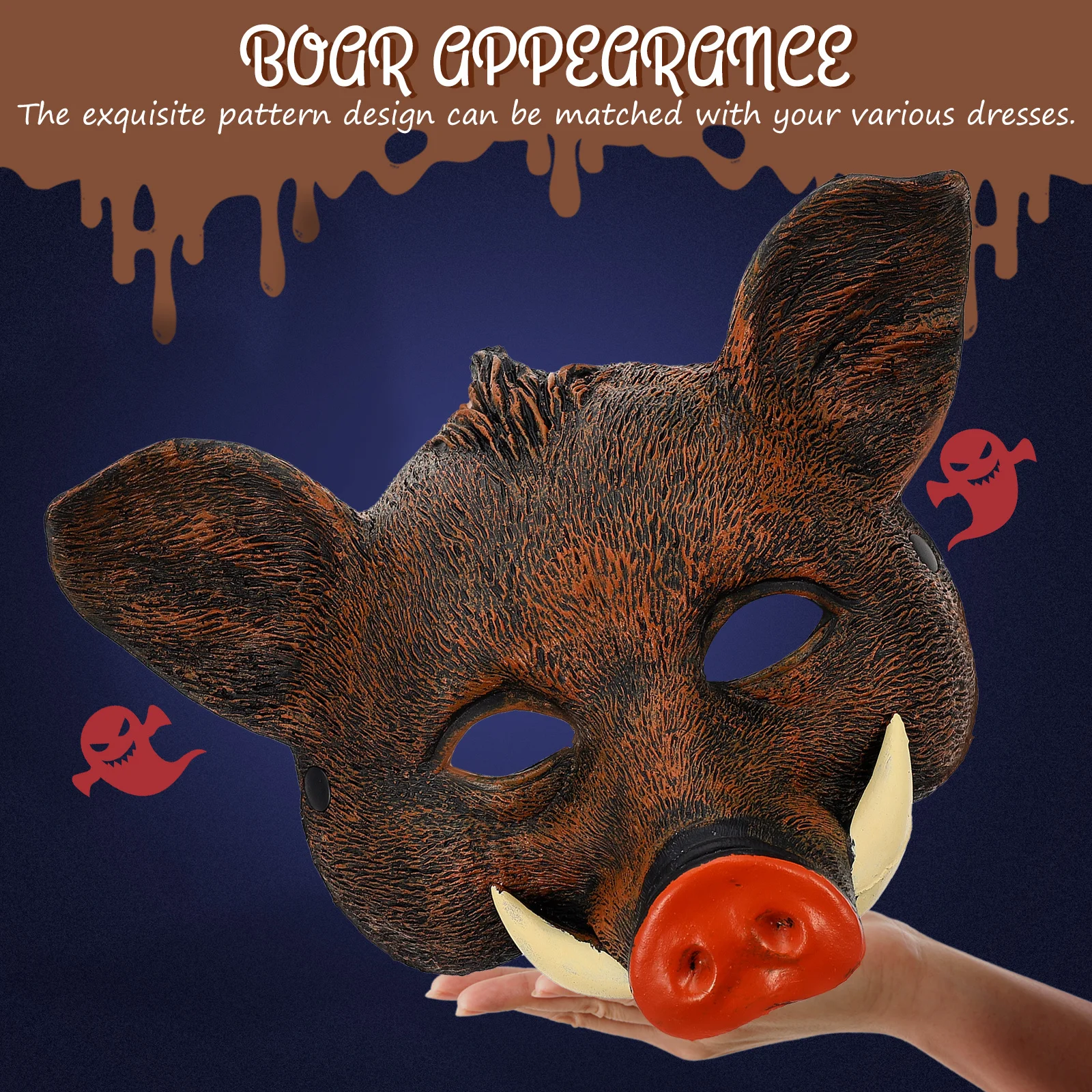 Wild Boar Mask Comfortable Fit Creative Animal Design for Party Cosplay Festival Wearable Decorative Accessory Long-Lasting Use