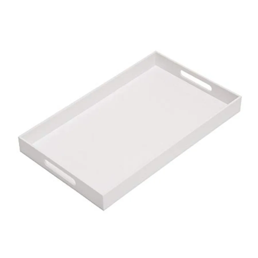 

Sturdy Acrylic Serving Tray with Handles-12x20 Inch-Serving Coffee Appetizer Breakfast-Kitchen Countertop Makeup Drawer Organiz