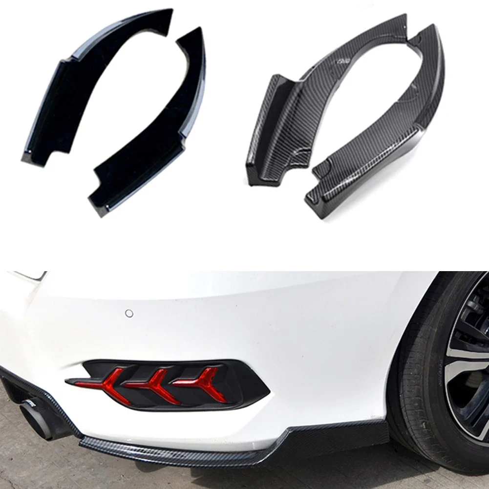 Splitters Winglets  For Honda Civic 2016 2017 2018 2019 2020 ABS Plastic Black Carbon Fiber Printed