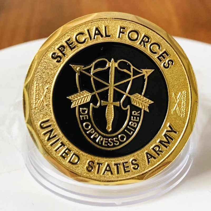 عملة تحدي مطلية بالذهب للقوات الخاصة لجيش الولايات المتحدة تحرير من المهملات العملات التذكارية للقبعات الخضراء