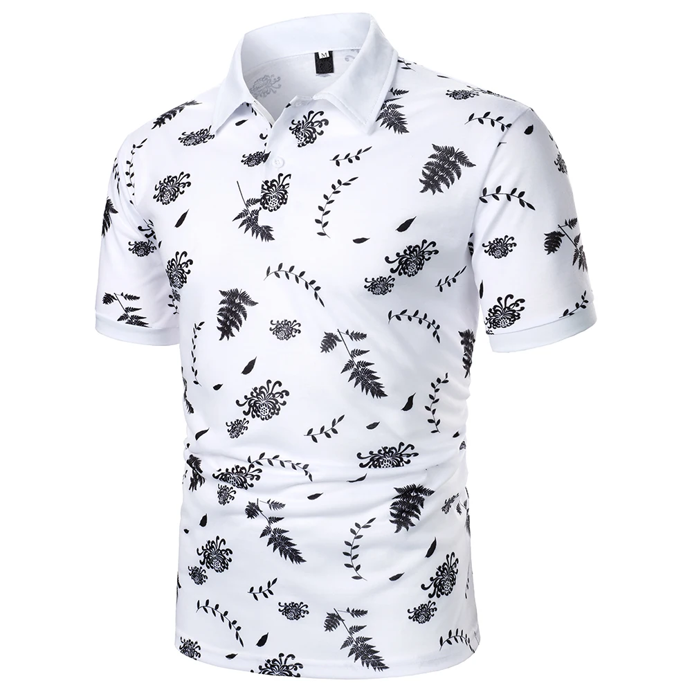 Men Short Sleeve Polo Shirt Floral Pattern Digital Printing Top Streetwear Casual Fashion Holiday Men Lapel Polo Shirt