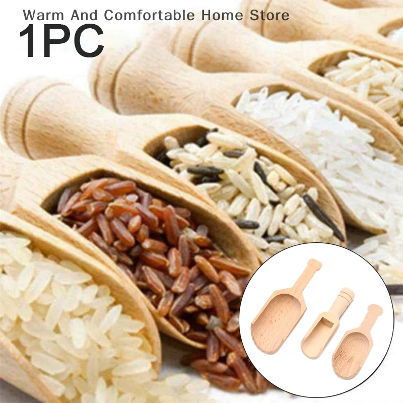 【SE】1Pcs Wooden Mini Tea Coffee Scoops Seasoning Candy Spices Bath Salt Spoons