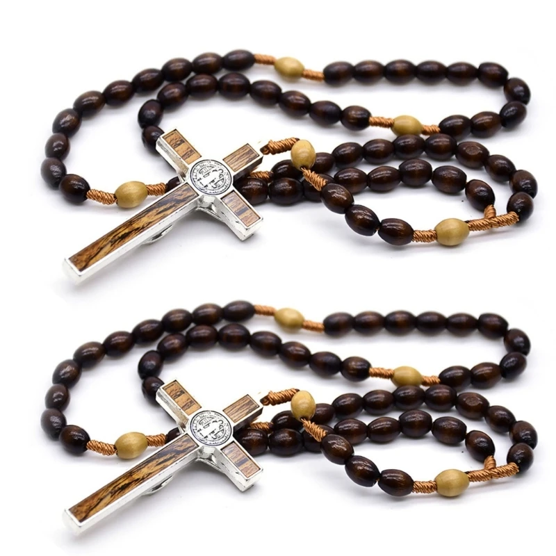 Catholic Beads Rosary Necklaces Handwovens Religious Chain Church Prayer Jewelry for Womens Baptisms Gift Dropship