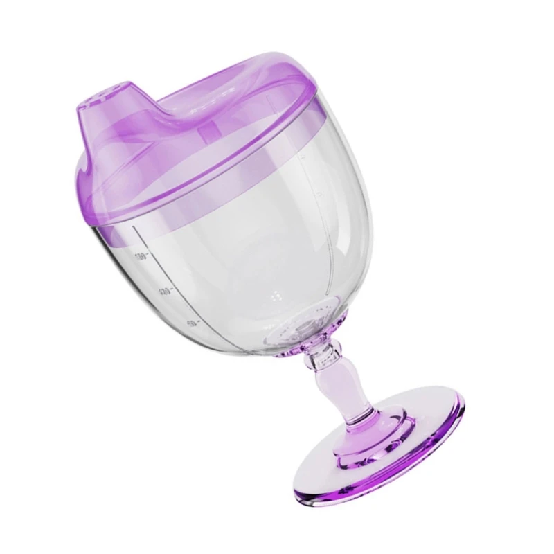 Plastic Baby Goblet Sippys Cup Transparent Beverage Mug with Lid Milk Bottle 180ml for Toddlers Birthday Christmas Gifts