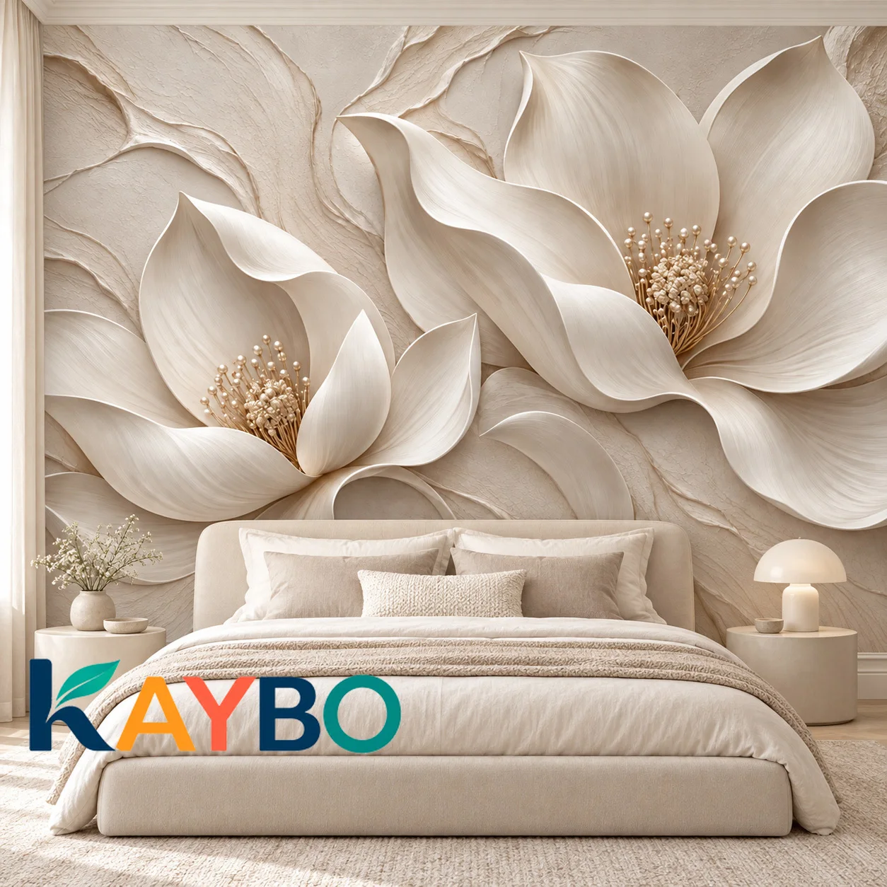 Floral Wall Mural Beige Flower Wallpaper Luxury Botanical Living Room Bedroom Feature Wall Decor Non Self Adhesive Home Decor