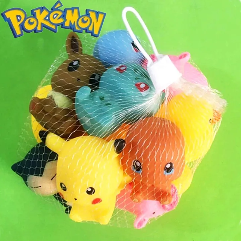 Pokemon Anime Pikachu Bulbasaur Charmander Squirtle Eevee Snorlax Cartoon Figures Vocal Bath Toy for Kids Baby Bathroom Toys