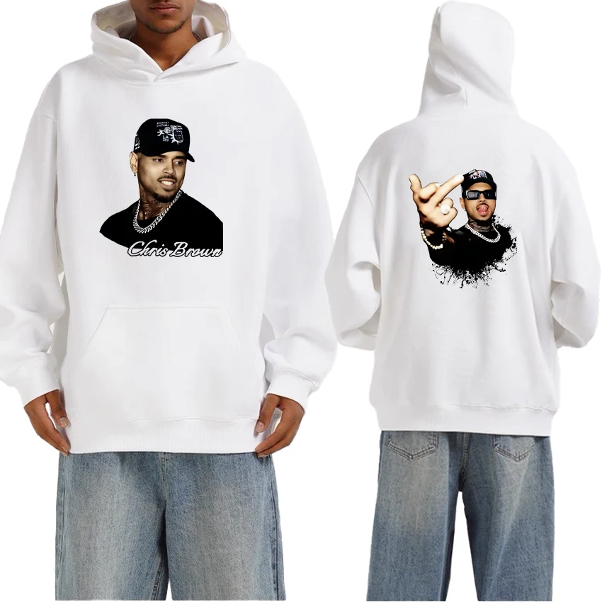

Hot Chris Brown Concert 2025 Hoodie Hip Hop Autumn Winter Double Sided Print Streetwear Long sleeve Fleece Men Women Sweatshirt