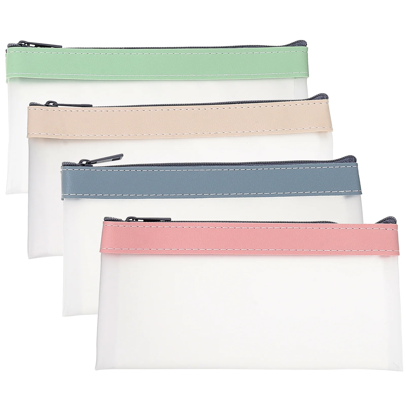 

4Pcs Lovely Pencil Pouch Large Capacity Portable Pen Organizer Waterproof Transparent Zipper Design Pen Storage Bag Students