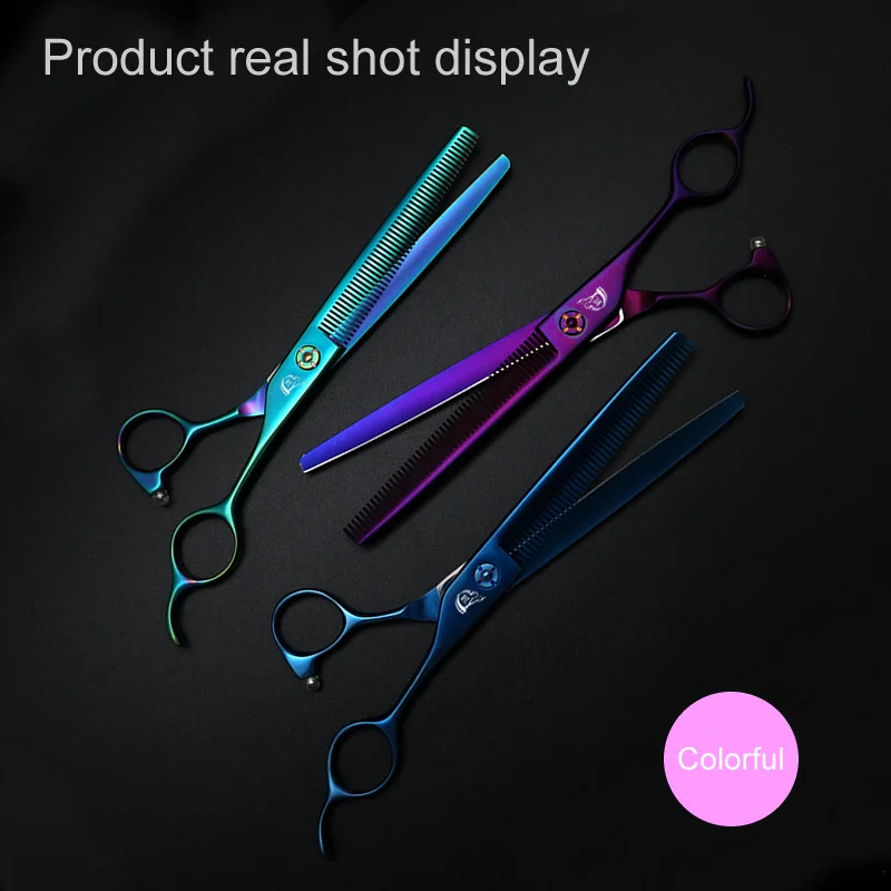 Crane Colofur Pet Scissors Professional 7.0 Inch Pet Dog Grooming Thinning Scissors JPVG10 Teethed Blade Shear Thinner About 25%