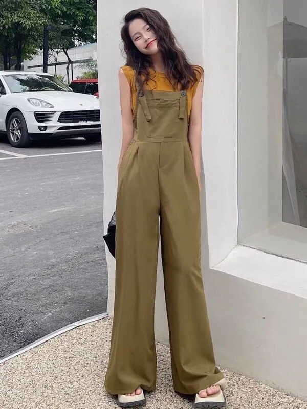 

Облегающий комбинезон-карго с эффектом похудения, женский летний тонкий драпированный комбинезон с широкими штанинами, большие размеры, модные повседневные брюки