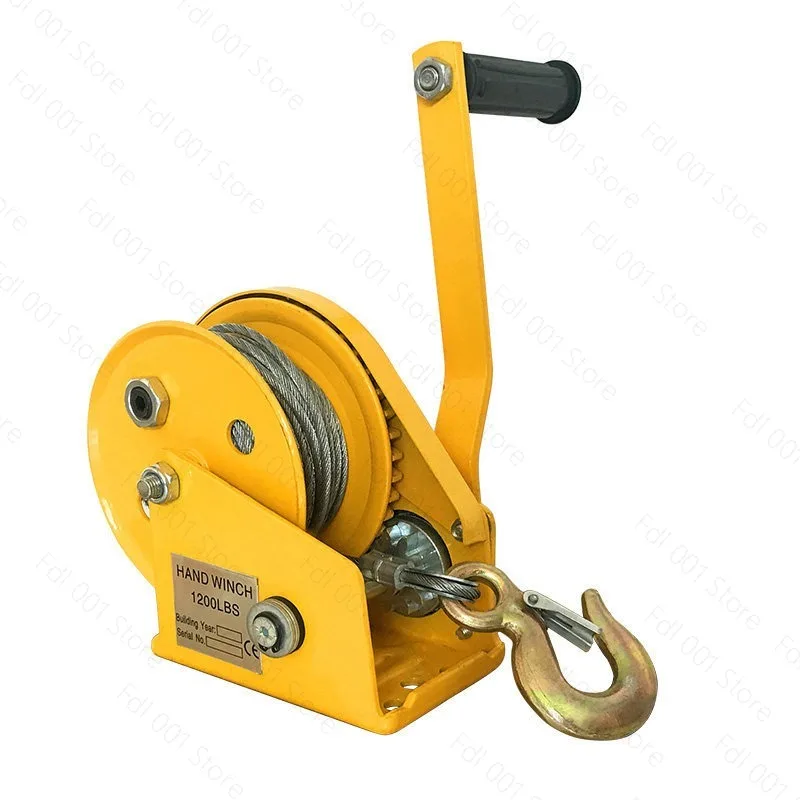 1200lb Hand crank two-way self-locking manual winch household small portable traction hoist with brake manual winch