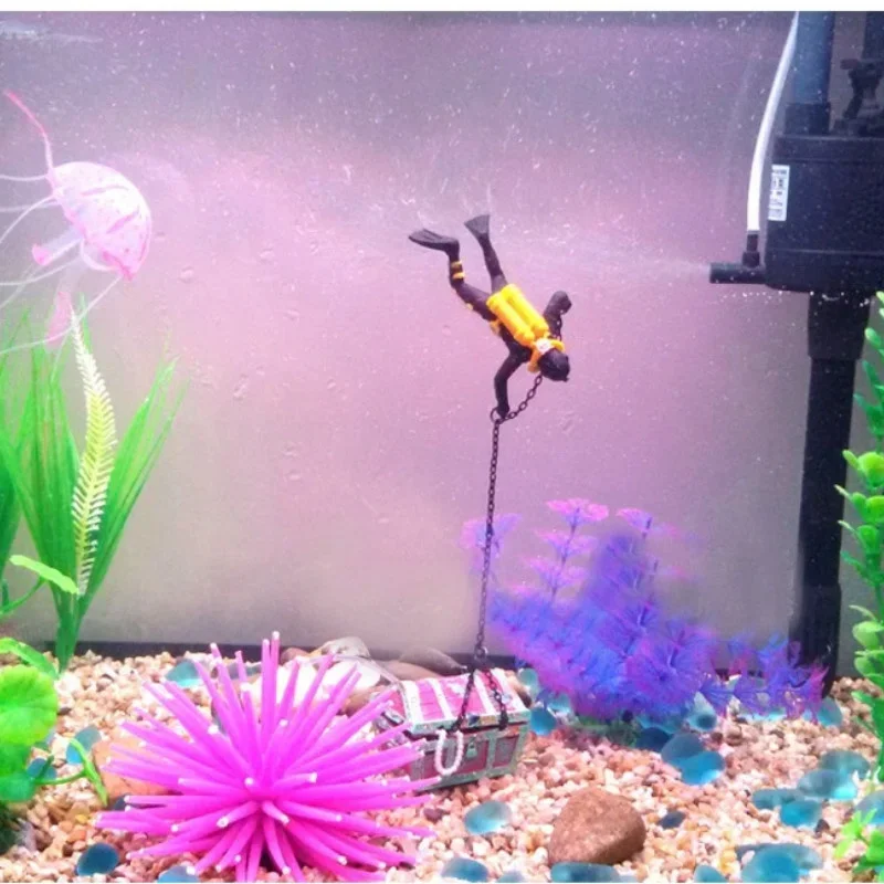 Fish Tank Decoration Treasure Frogman Fish Tank Landscaping Aquarium Pirate Treasure Aquarium Decoration image 3