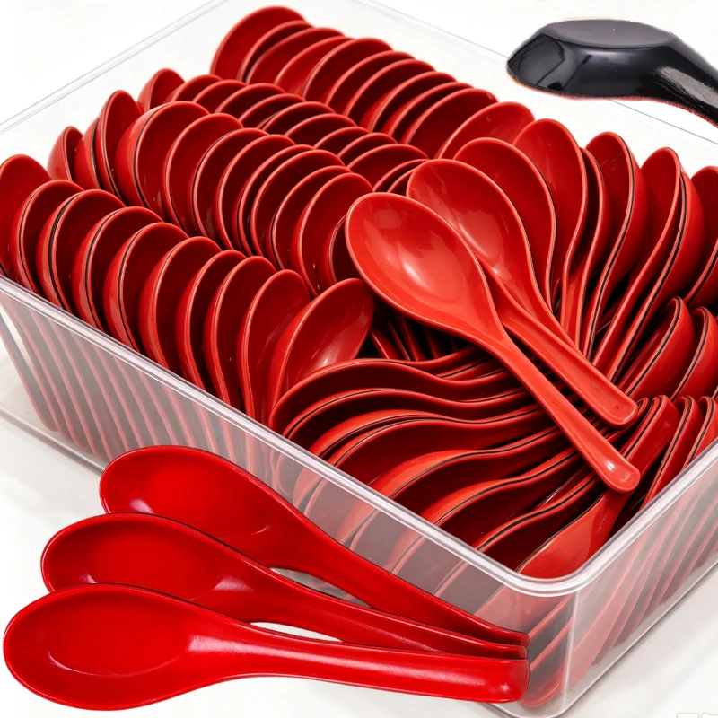 1-10pc Mighty Bicolor Porcelain Anti-Shock Spoons Japanese Rice Spoon Dumplings Porridge Soup Spoon Restaurant Kitchen Cutlery